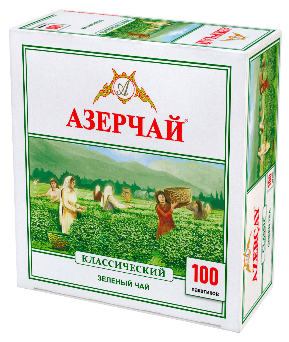 Чай зеленый АЗЕРЧАЙ классик, 1,8х100 шт