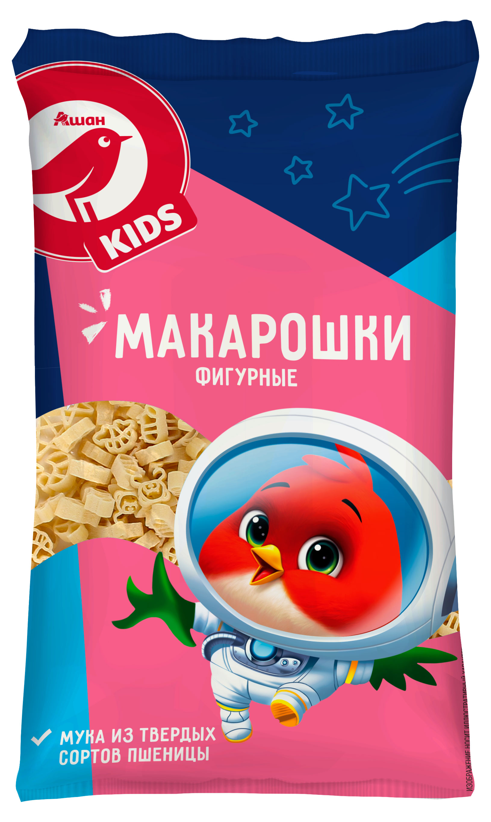 Макаронные изделия АШАН Красная птица Kids детские фигурные Макарошки, 300 г