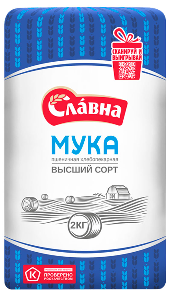 Мука пшеничная Славна высший сорт, 2 кг
