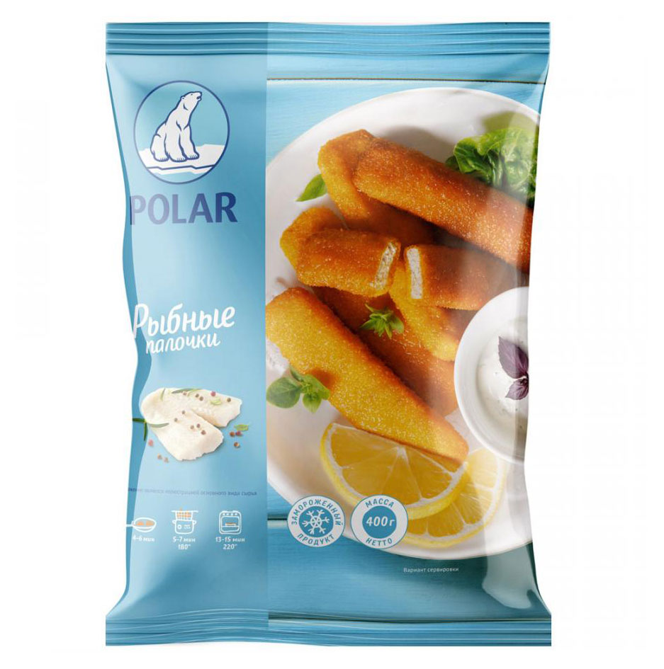 Палочки рыбные POLAR из атлантической трески и путассу северной в панировке замороженные, 400 г