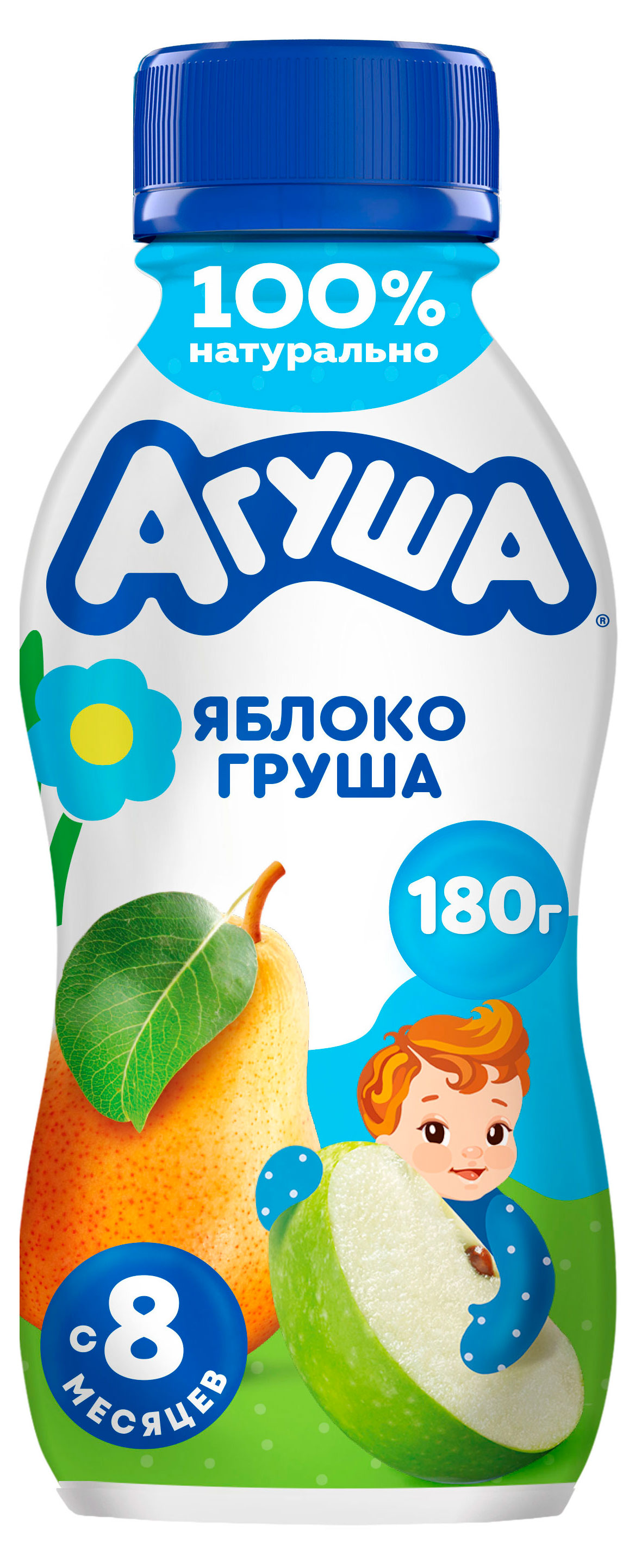 Йогурт питьевой детский Агуша яблоко-груша с 8 мес 2,7% БЗМЖ, 180 г