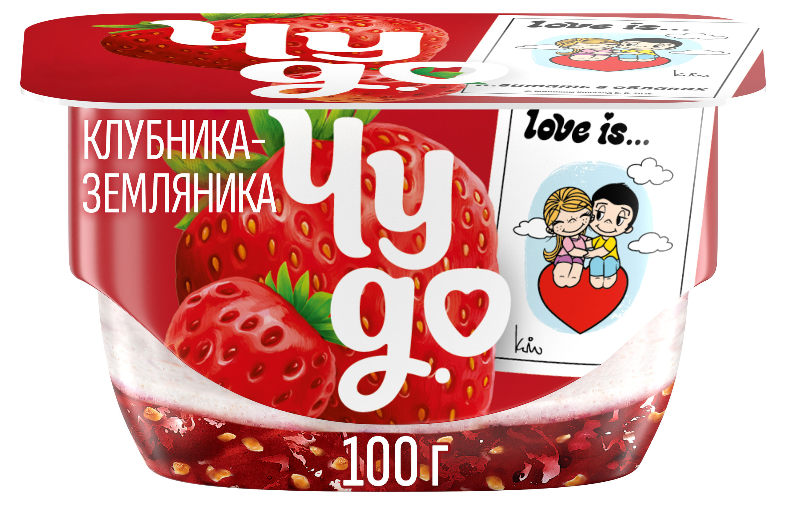 Творожок Чудо двухслойный Клубника-земляника 4% БЗМЖ, 100 г