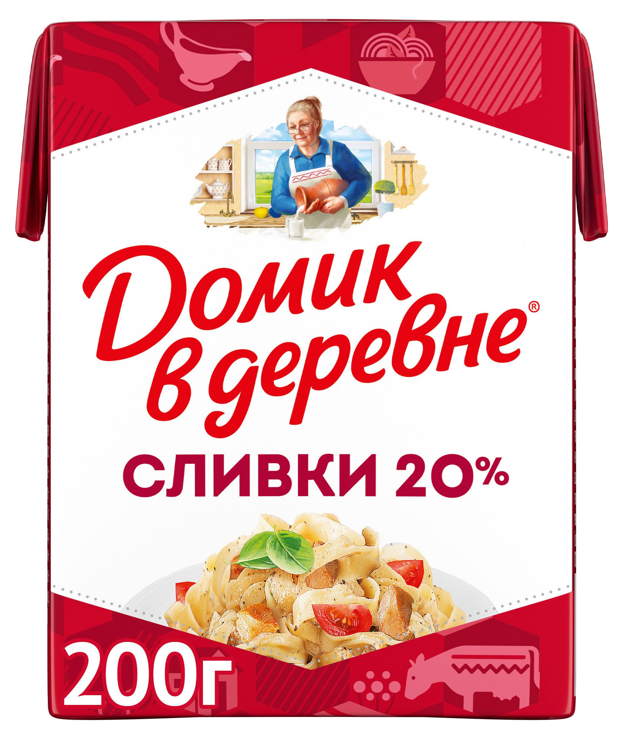 Сливки стерилизованные питьевые Домик в деревне нормализованные 20% БЗМЖ, 200 г