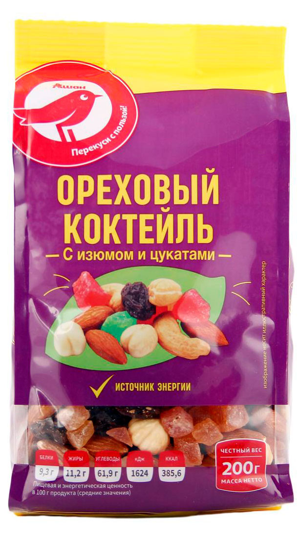 Ореховый коктейль АШАН Красная птица, 200 г