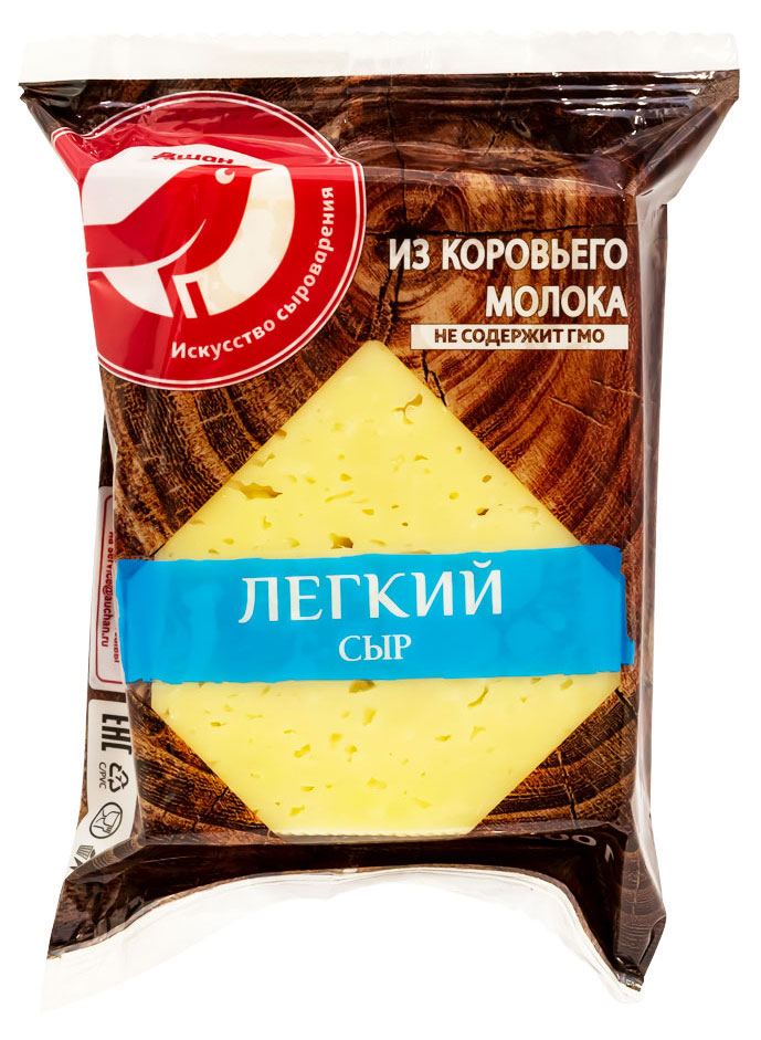 Сыр полутвердый АШАН Красная птица Легкий БЗМЖ, 200 г