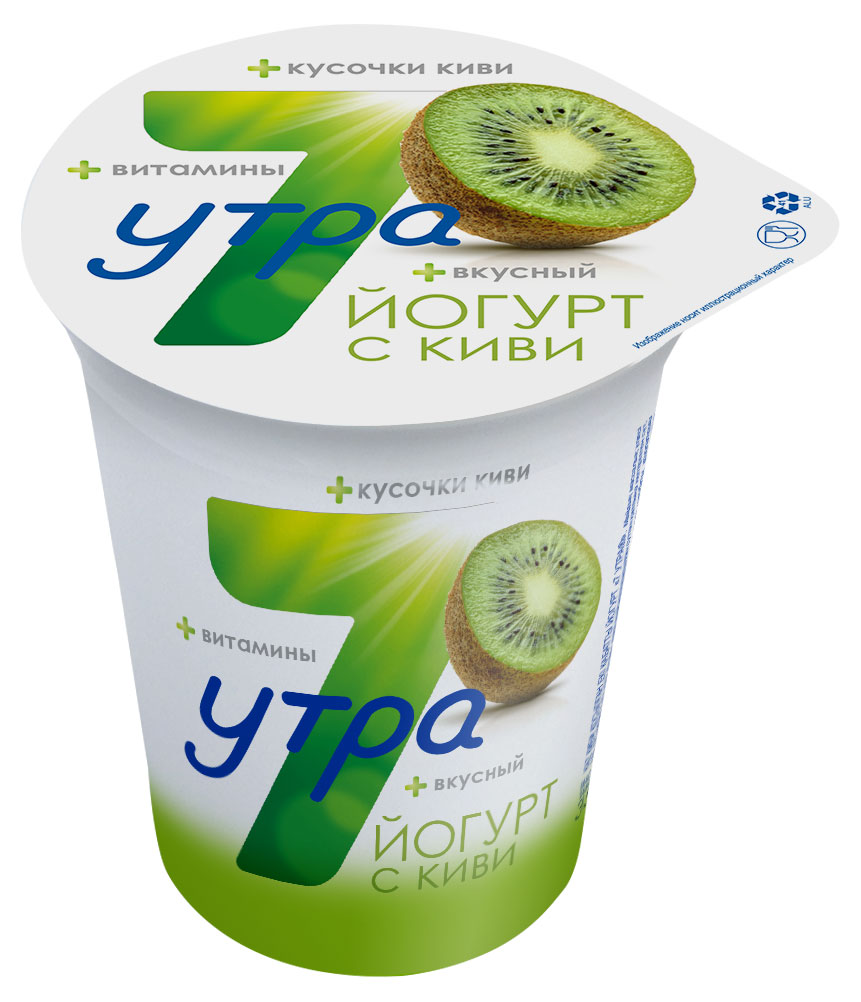 Йогурт 7 Утра двухслойный с киви 2,5%, 350 г