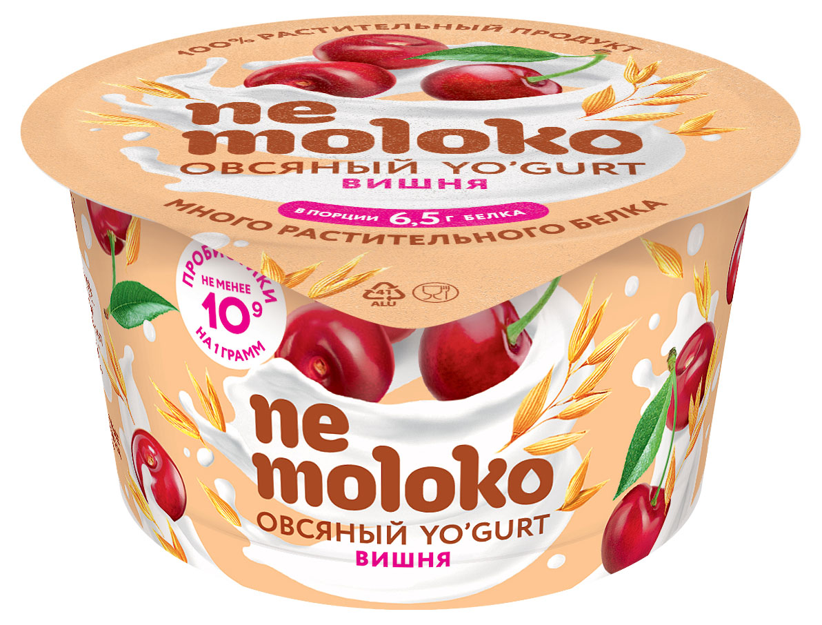 Йогурт овсяный Nemoloko с вишней для детей старше 3х лет 5% охлажденный, 130 г