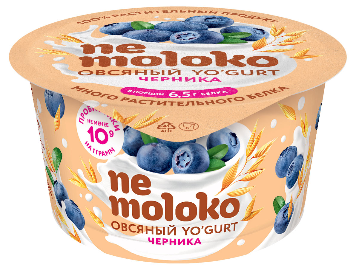 Йогурт овсяный Nemoloko с черникой для детей старше 3х лет 5% охлажденный, 130 г