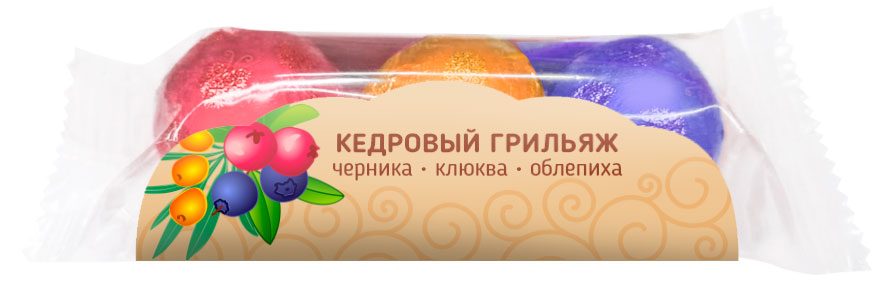 Грильяж кедровый Siberian Cedar ассорти клюква черника облепиха, 40 г