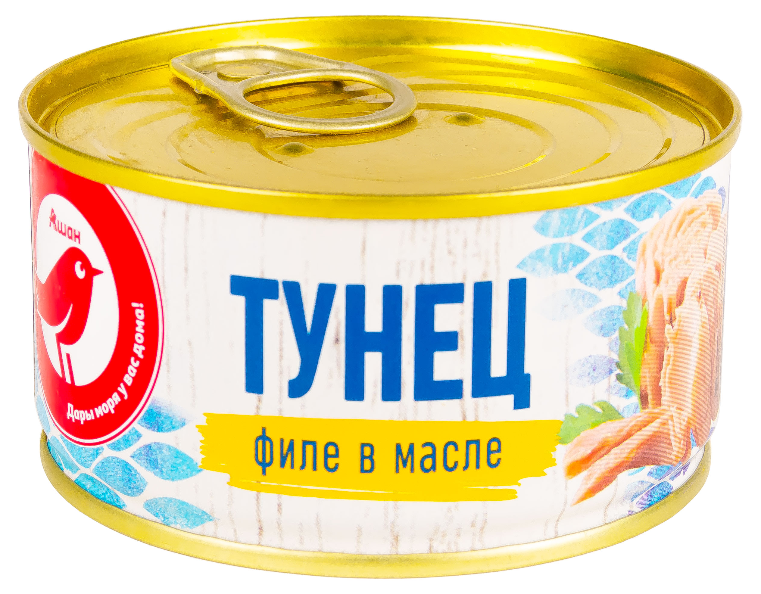 Тунец АШАН Красная птица филе в масле, 185 г