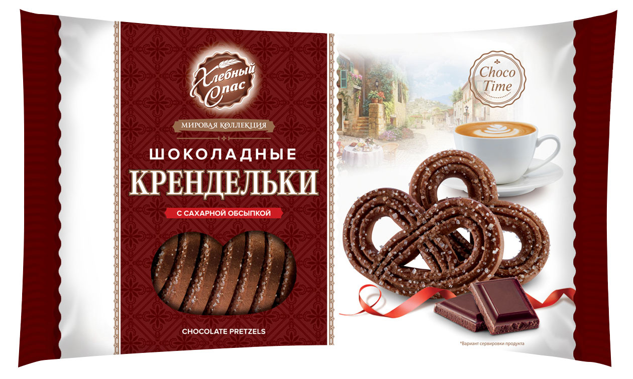 Печенье сдобное Хлебный Спас крендельки шоколадные, 320 г
