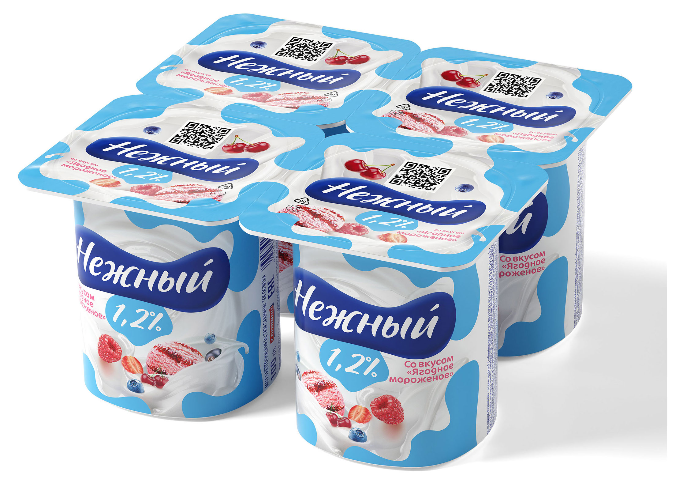 Йогуртный продукт густой ложковый Нежный со вкусом ягодное мороженое 1,2% БЗМЖ, 100 г