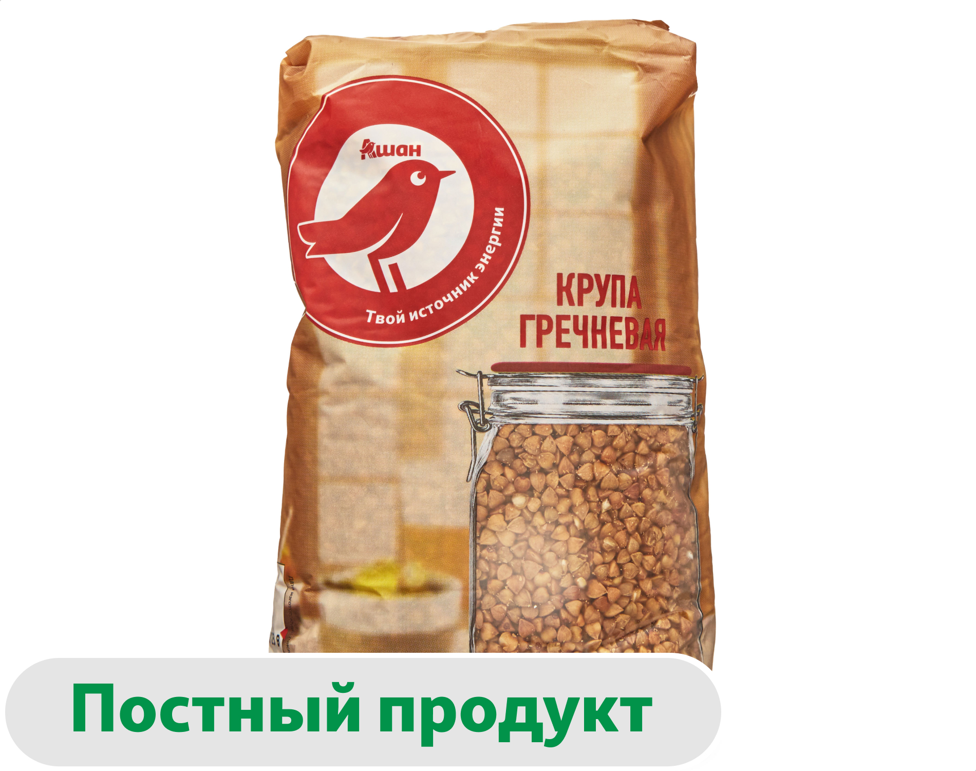 Крупа гречневая АШАН Красная птица ядрица, 800 г