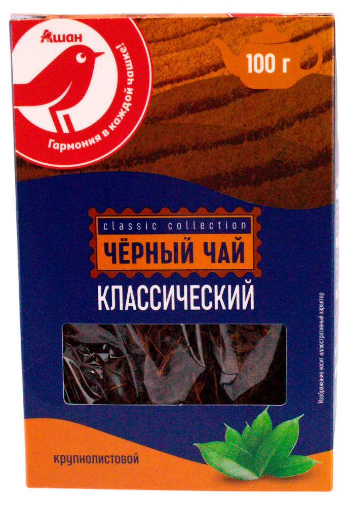 Чай черный АШАН Красная птица листовой, 100 г