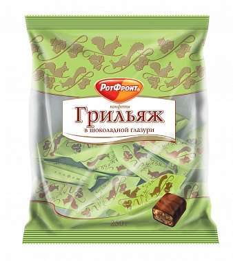 Конфеты Рот Фронт грильяж в шоколадной глазури, 200 г