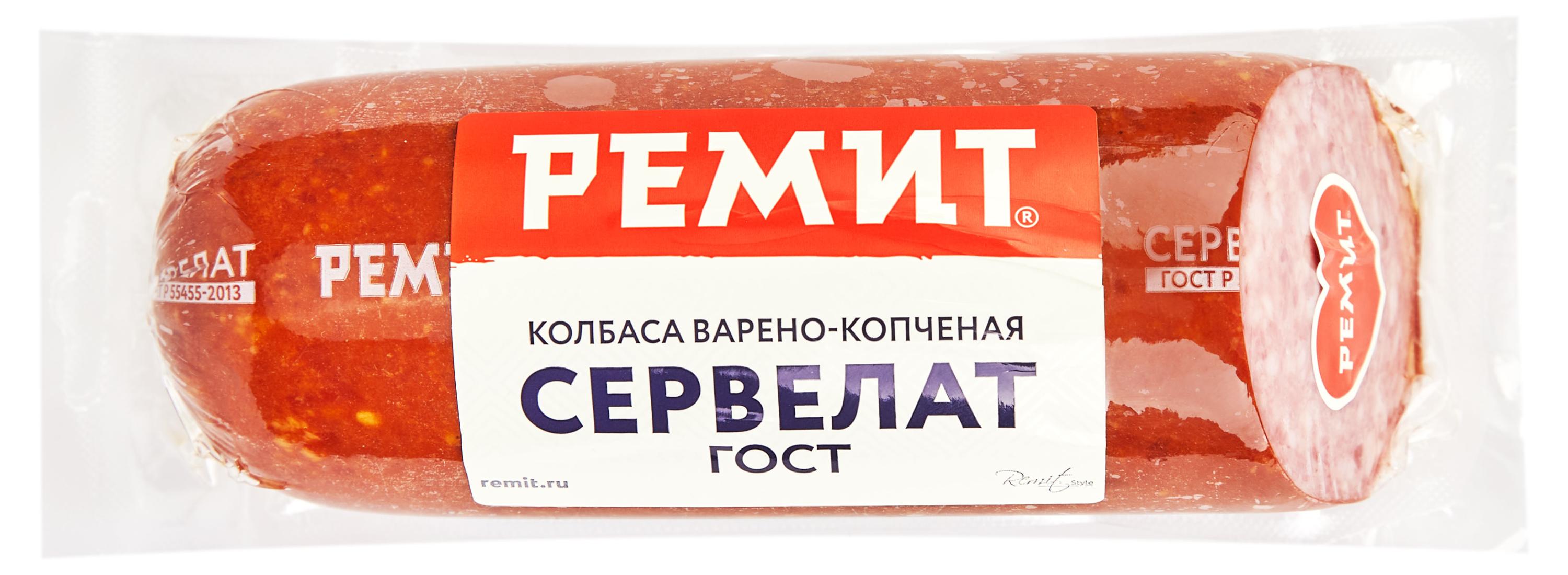 Колбаса варено-копченная Ремит Сервелат, 400 г