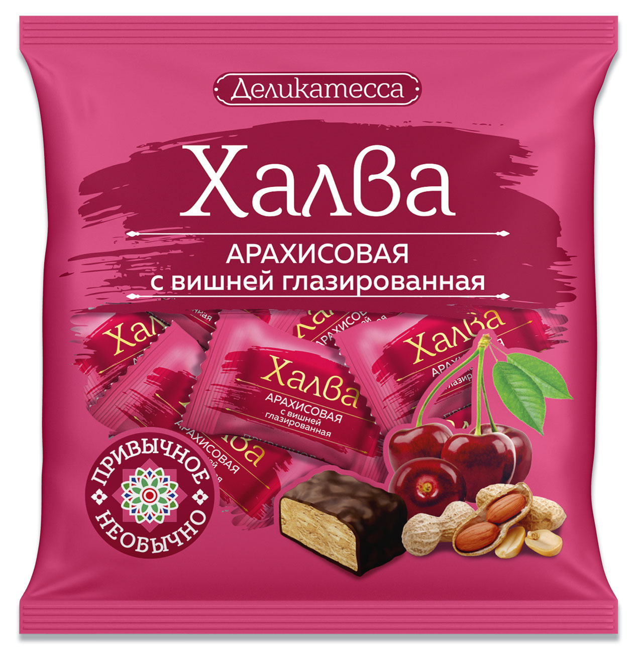 Халва арахисовая Мишкино глазированная с цукатами вишни, 240 г