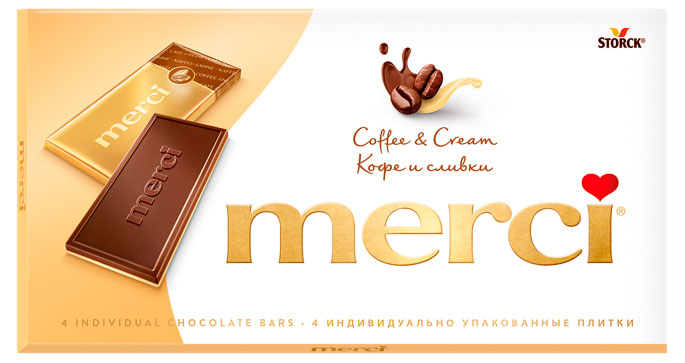 Шоколад Merci молочный кофе и сливки, 100 г