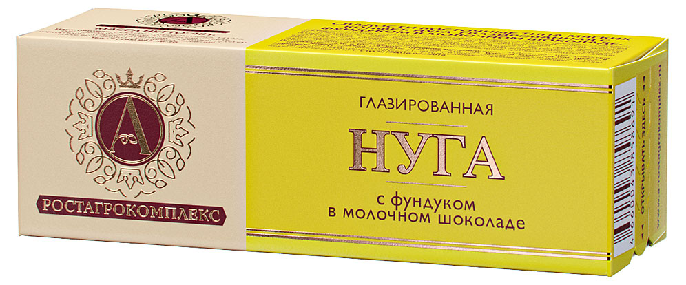 Нуга глазированная А.Ростагрокомплекс Десерт с фундуком в молочном шоколаде батончик охлажденная, 40 г