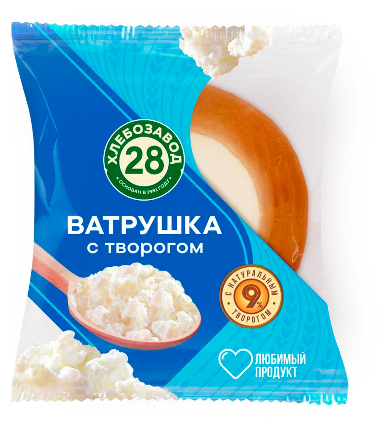 Ватрушка Хлебозавод 28 с творогом, 80 г