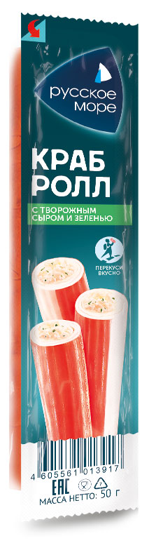 Палочка крабовая Русское море Ролл с сыром и зеленью, 50 г