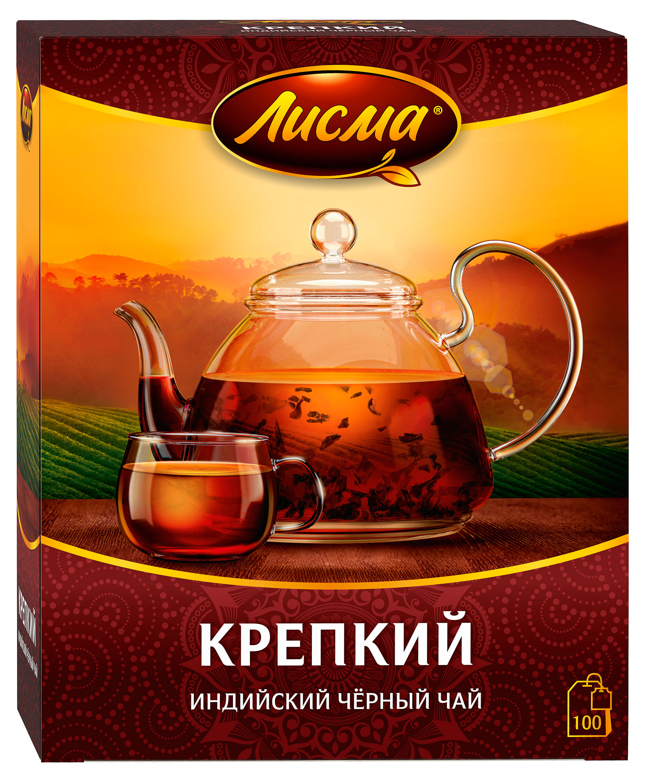 Чай черный Лисма Крепкий в пакетиках, 100х2 г