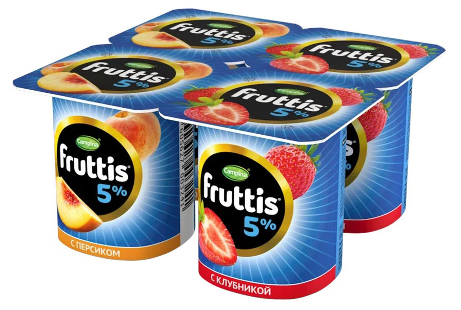 Йогуртный продукт густой ложковый Fruttis клубника-персик 5%, 115 г