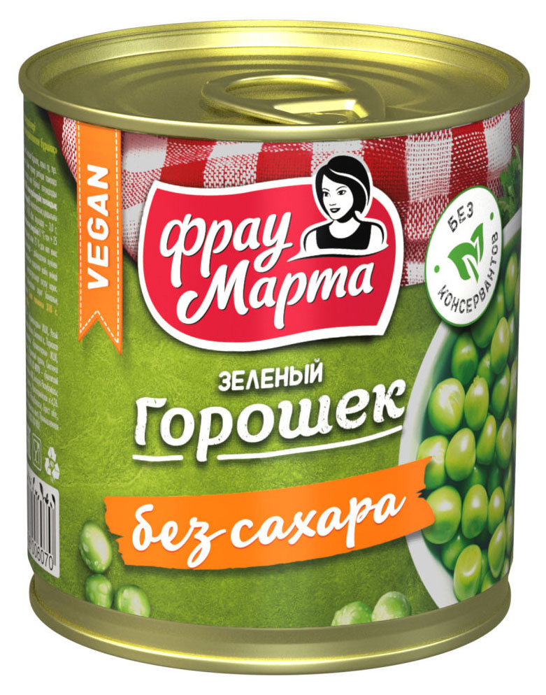 Горошек Фрау Марта зеленый без сахара, 310 г