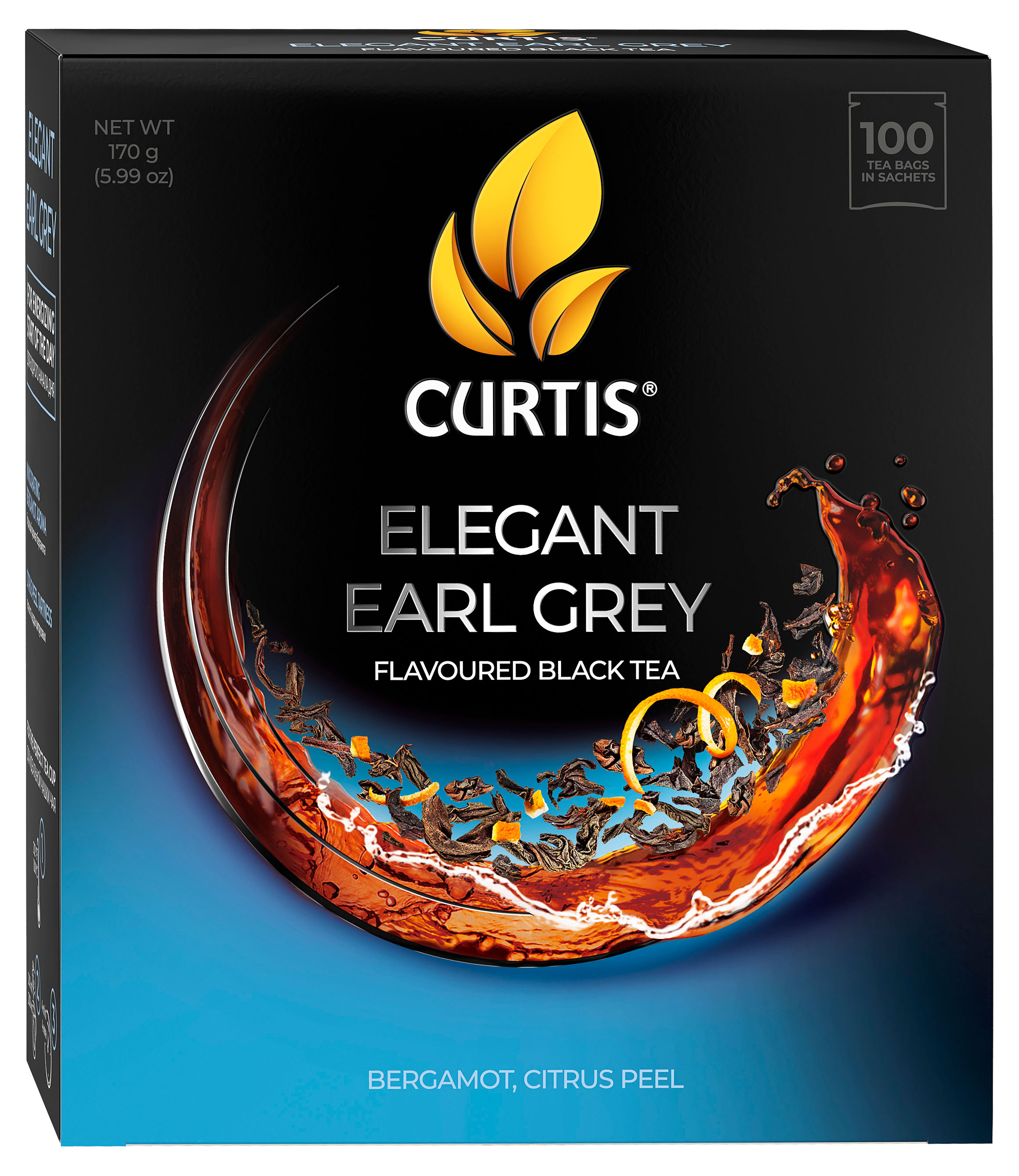 Чай черный Curtis Elegant Earl Grey с бергамотом мелколистовой, 100 пакетиков