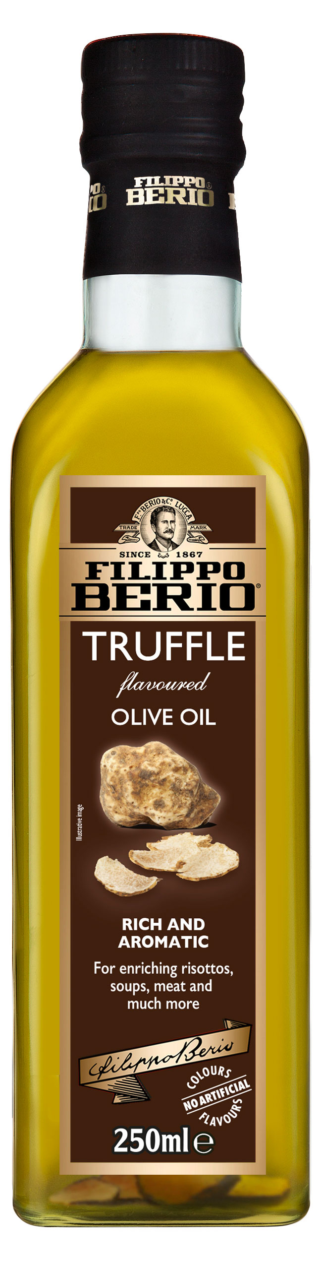 Масло оливковое Filippo Berio Extra virgin olive oil нерафинированное первого отжима c трюфелем Италия, 250 мл