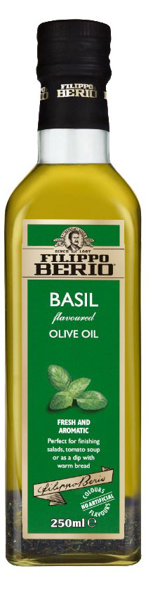Масло оливковое Filippo Berio Extra virgin olive oil нерафинированное первого отжима c базиликом Италия, 250 мл