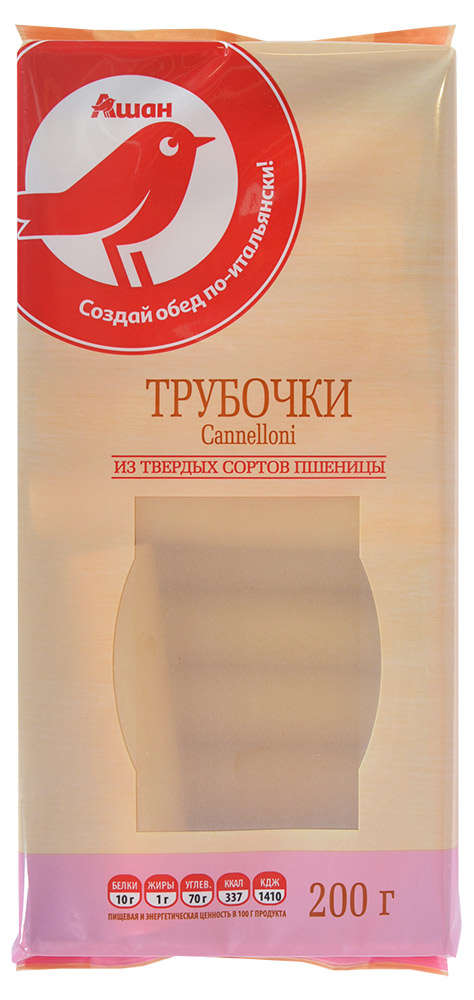 Макаронные изделия АШАН Красная птица Каннеллони трубочки, 200 г