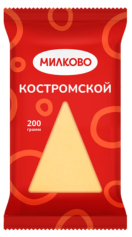 Сыр полутвердый Костромской Милково 45% БЗМЖ, 200 г
