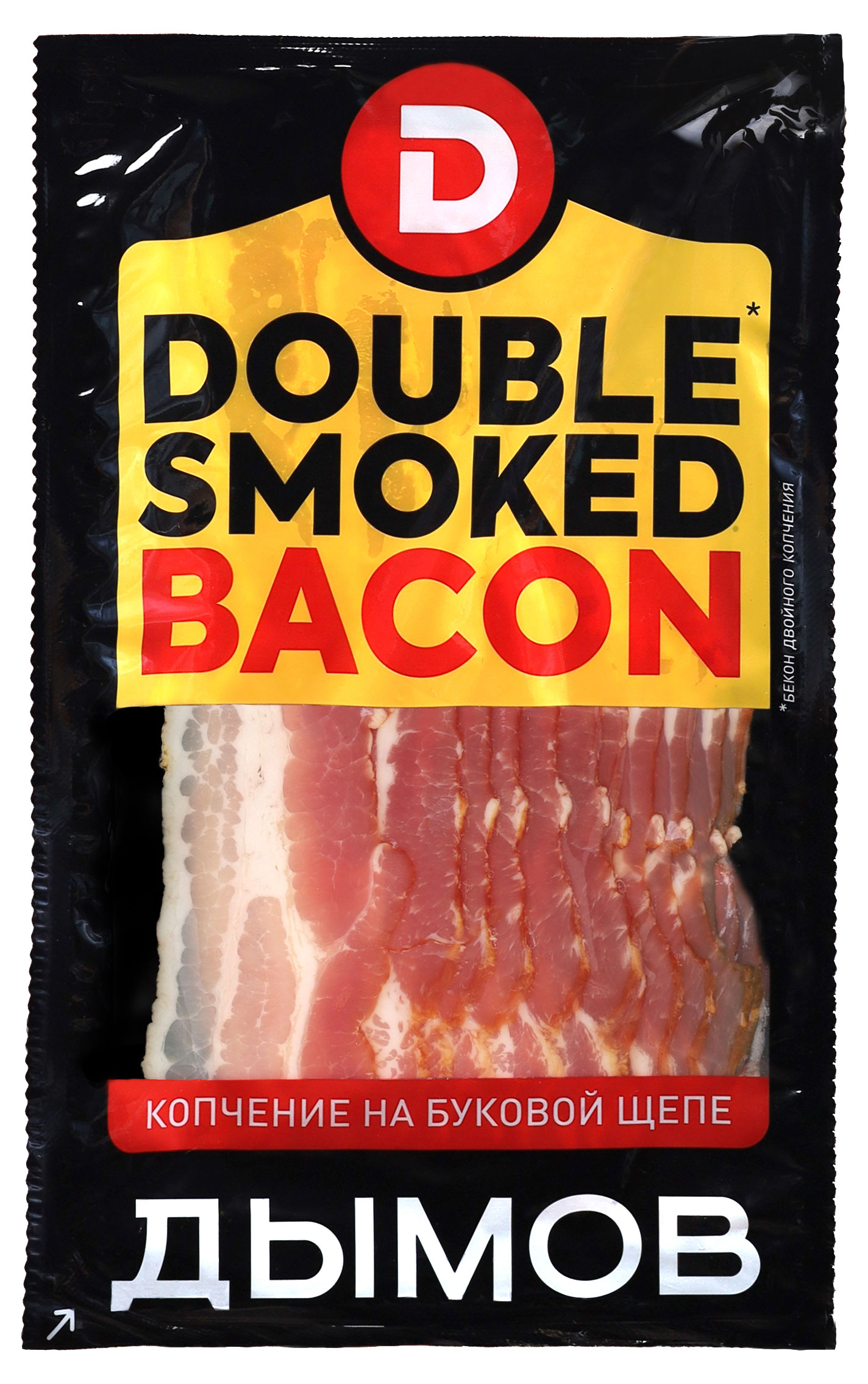 Бекон сырокопченый ДЫМОВ Double Smoke Гриль на буковой щепе нарезка, 200 г