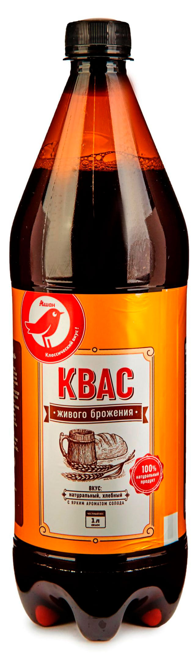 Квас АШАН Красная птица живого брожения, 1 л