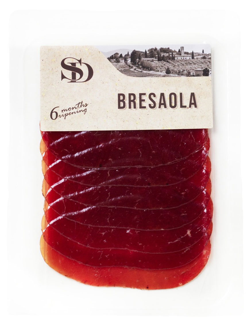 Вяленое мясо Брезаола говяжья сыровяленая Сытный Дом Bresaola из говядины нарезка охлажденная, 70 г