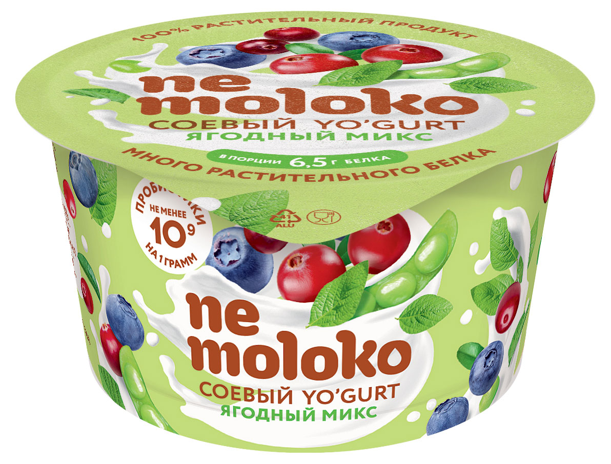 Соевый йогурт Nemoloko ягодный микс для детей старше 3х лет без глютена 5% охлажденный, 130 г