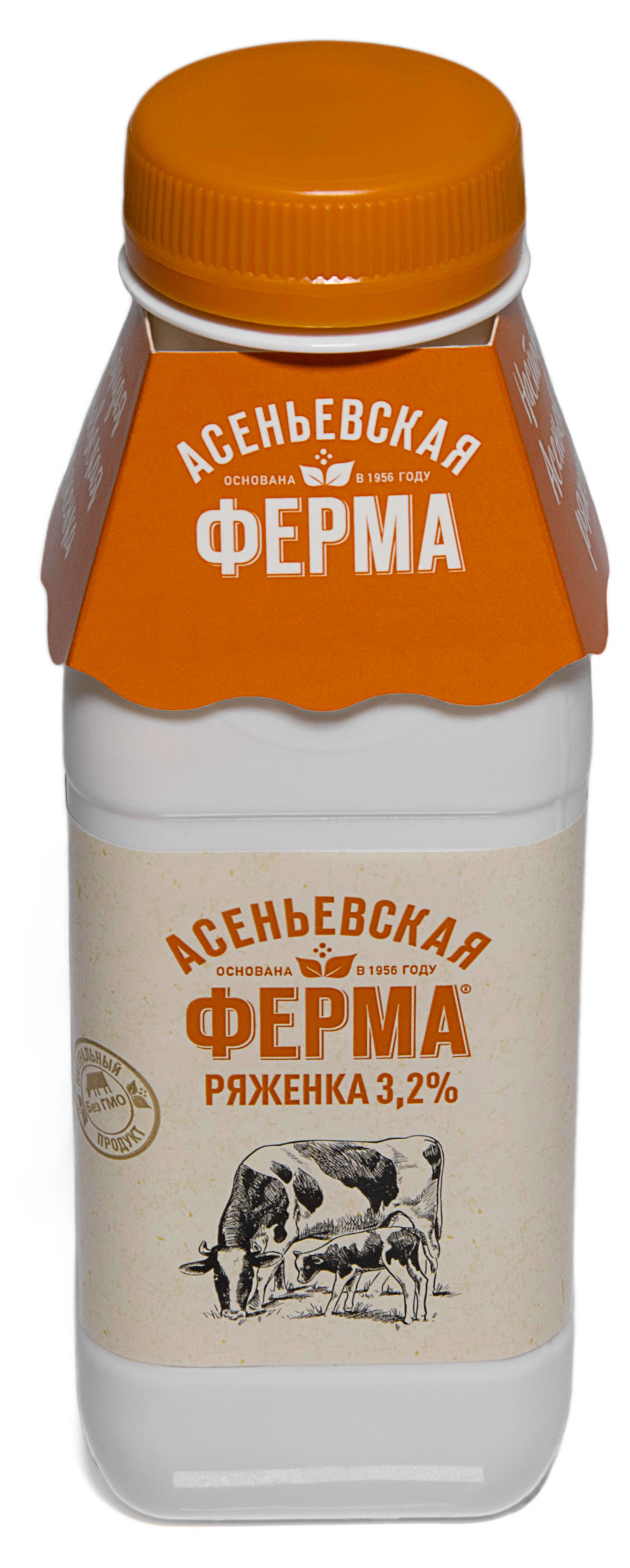 Напиток кисломолочный Ряженка Асеньевская ферма фермерская 3,2% БЗМЖ, 330 г