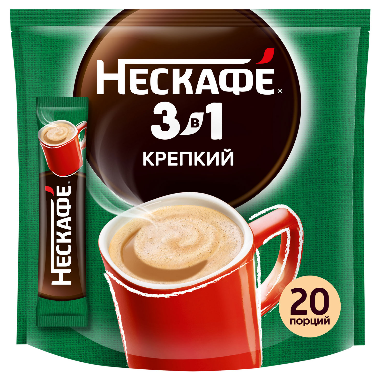 Напиток кофейный растворимый Нескафе 3в1 Крепкий, 14,5 г х 20 шт