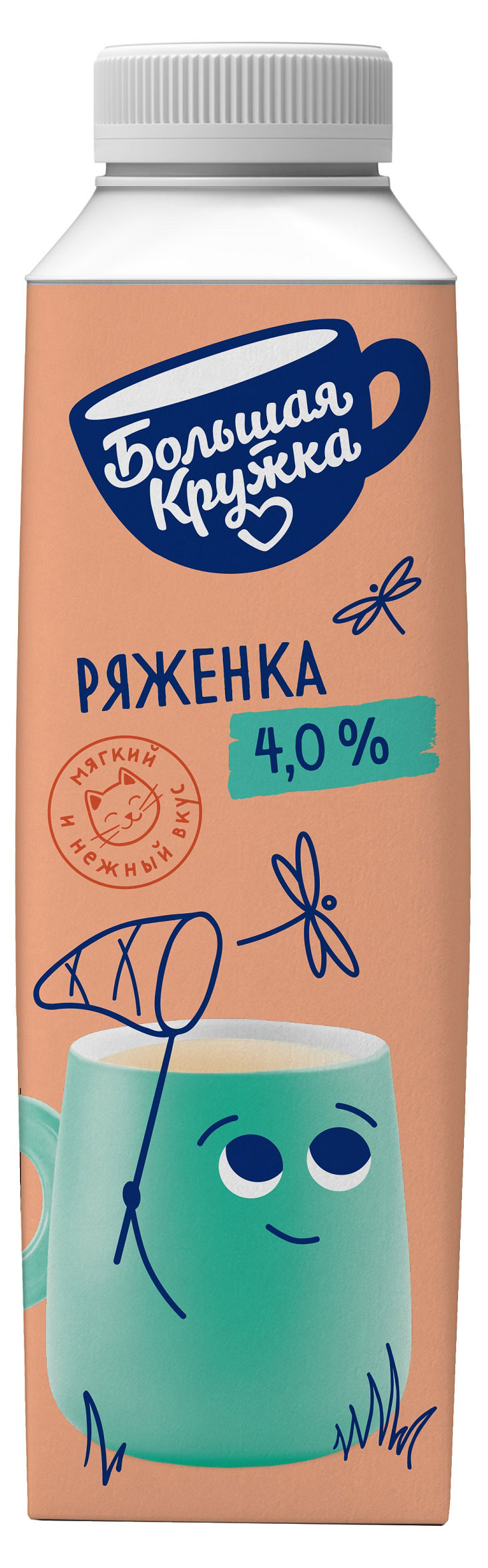 Напиток кисломолочный Ряженка Большая кружка 4% БЗМЖ, 500 г