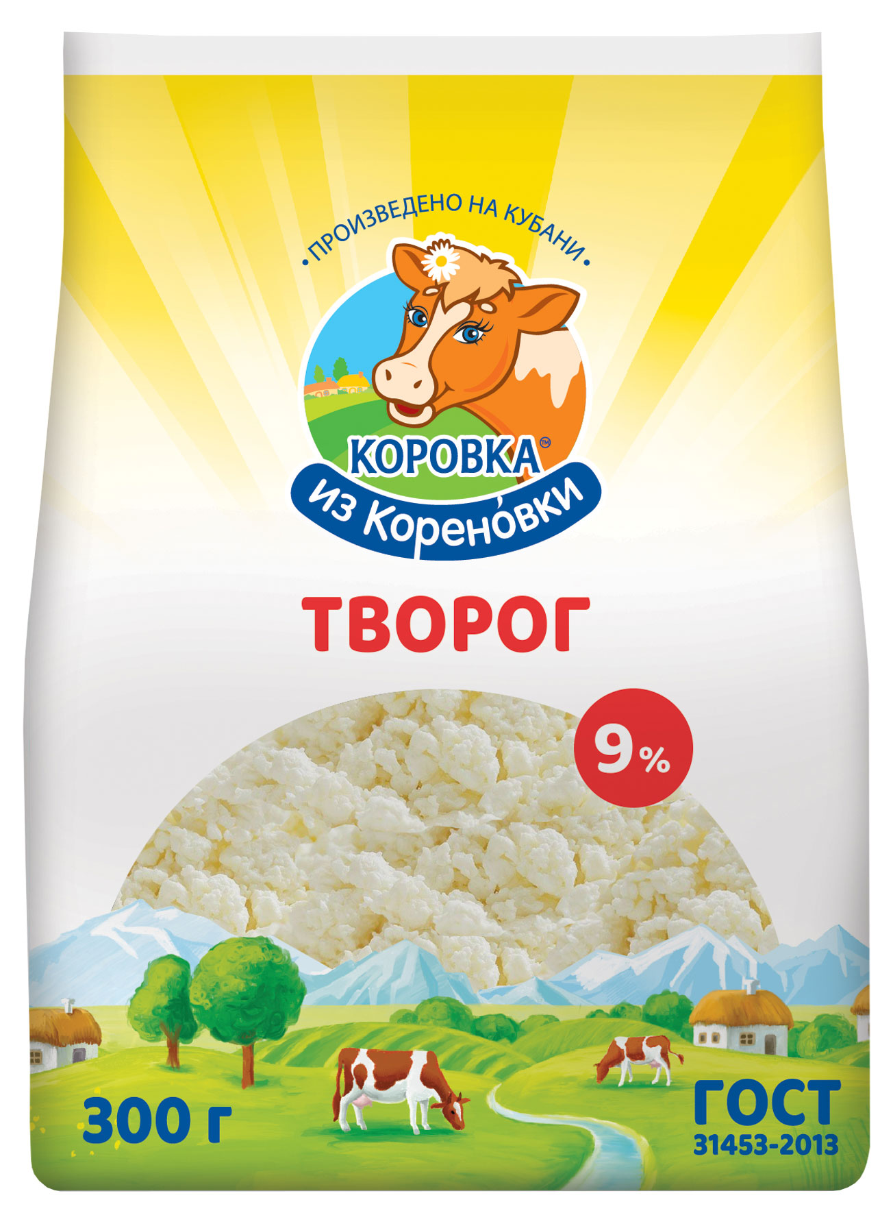 Творог рассыпчатый Коровка из Кореновки ГОСТ 9% БЗМЖ, 300 г