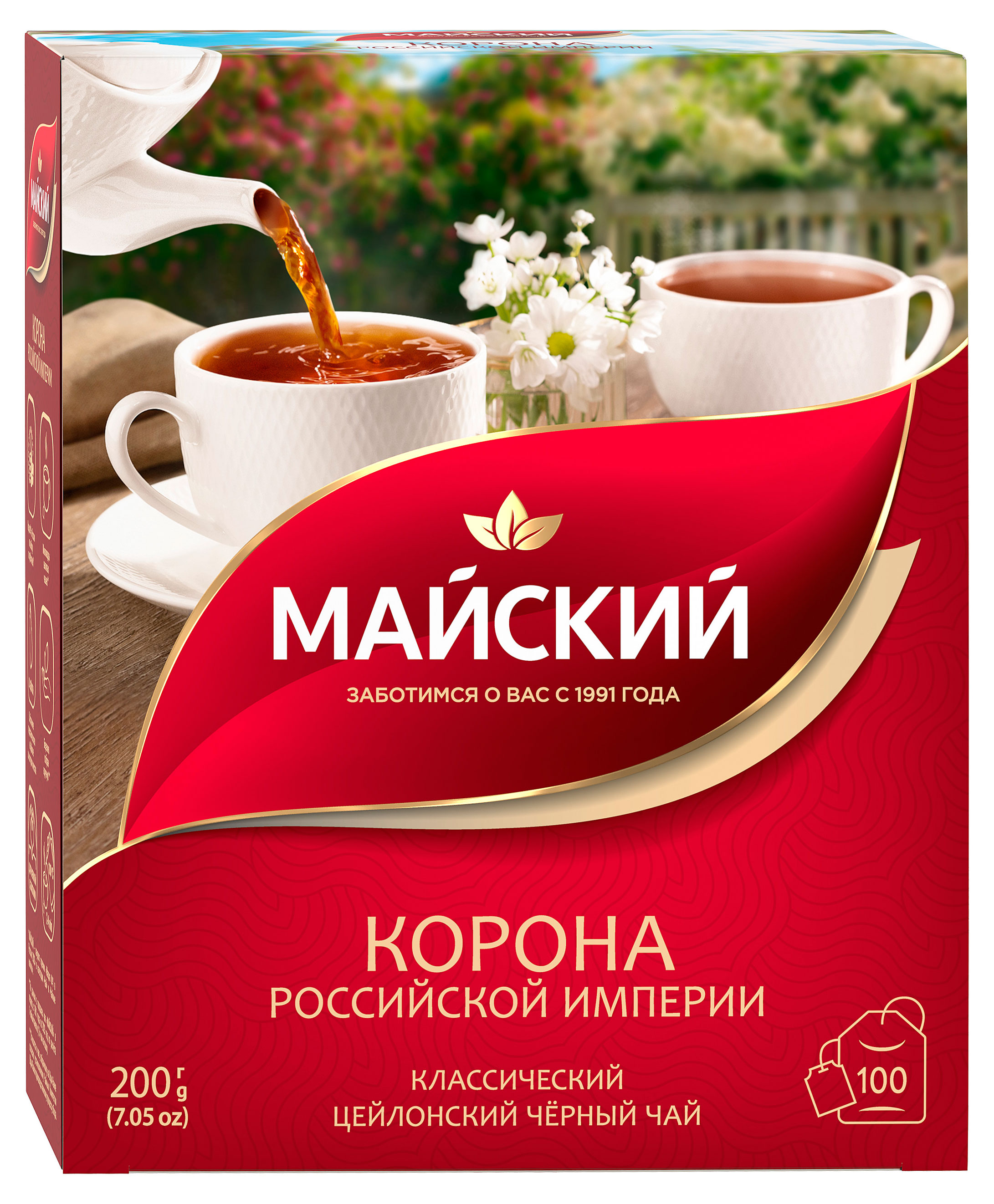 Чай черный Майский Корона Российской Империи в пакетиках, 100х2 г