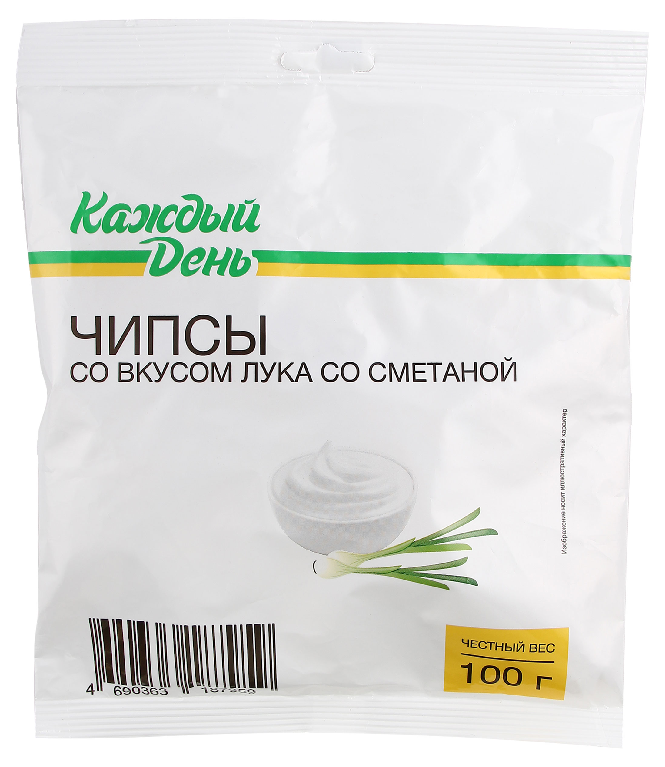 Чипсы Каждый день со вкусом сметаны и лука, 100 г