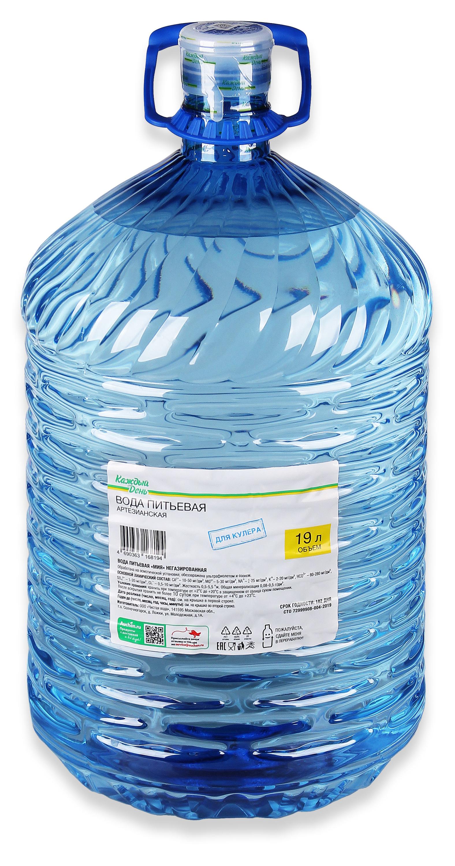 Вода питьевая Каждый день негазированная для кулера, 19 л