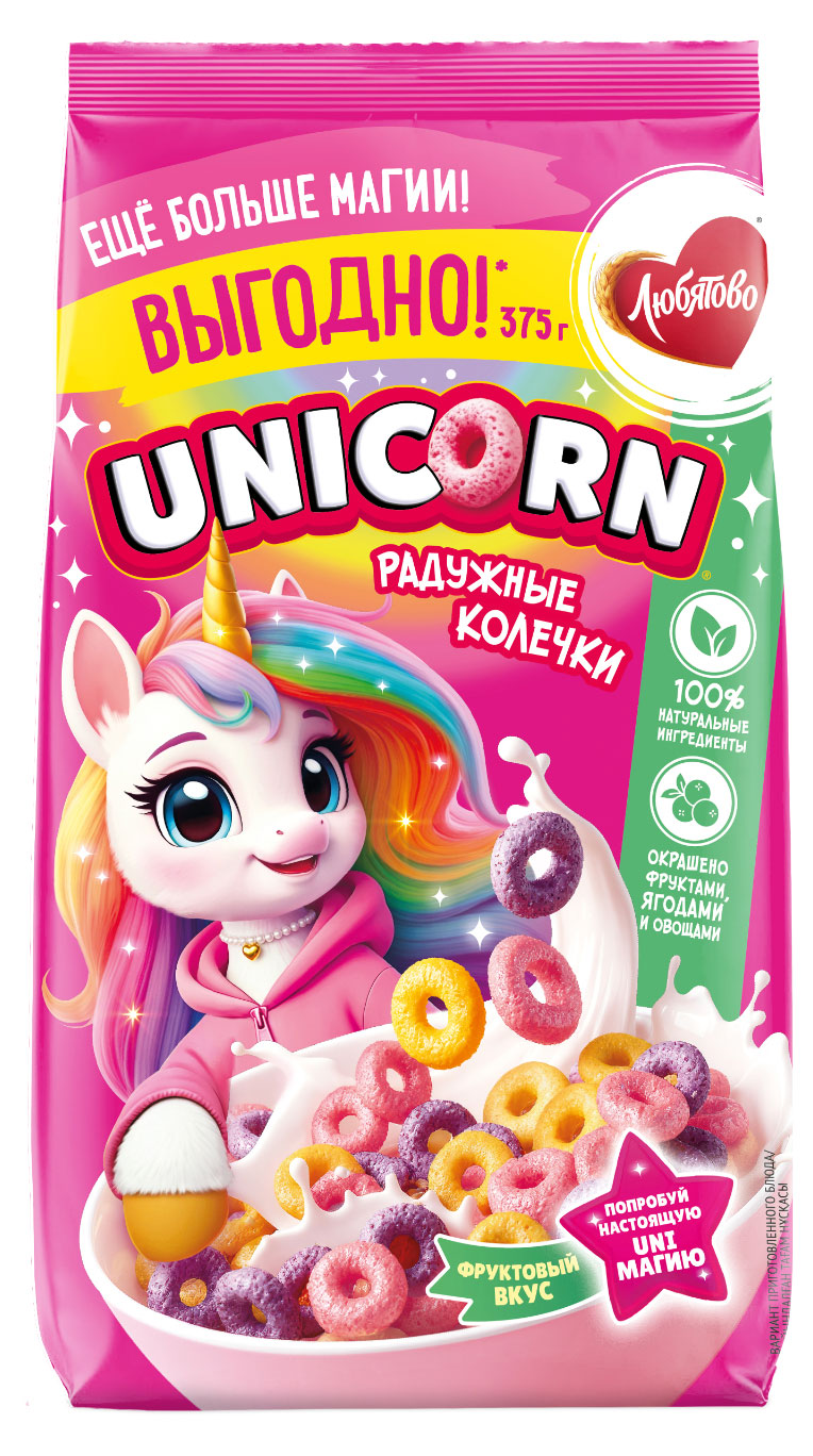 Готовый завтрак Unicorn Радужные колечки, 375 г