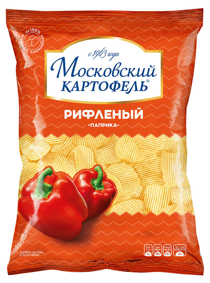 Чипсы рифленые Московский Картофель паприка, 120 г