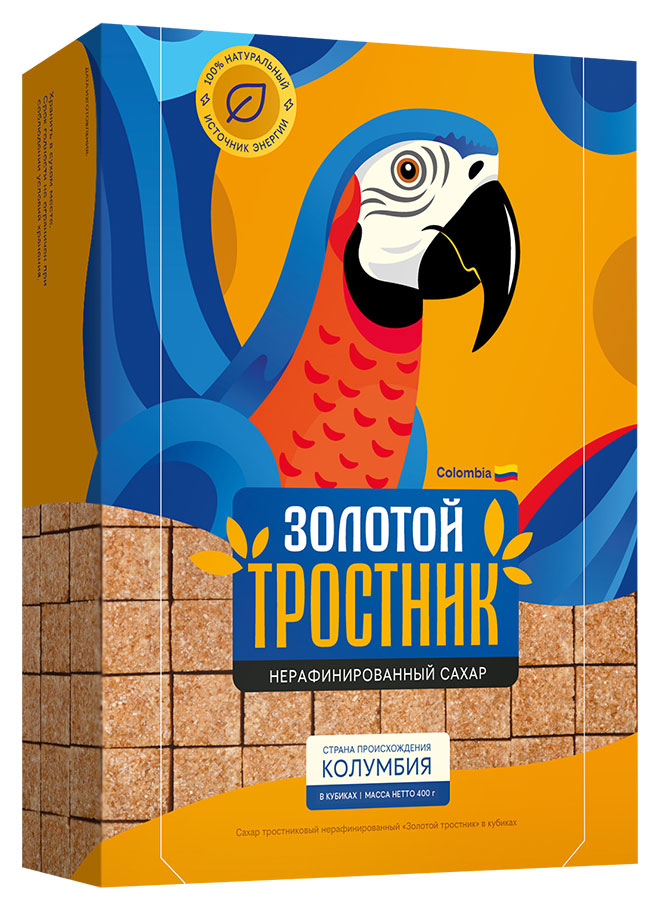 Сахар Мистраль Золотой тростник тростниковый нерафинированный в кубиках, 400 г