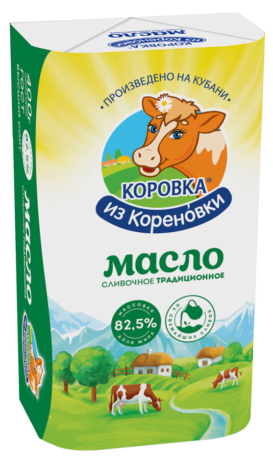 Масло сливочное Коровка из Кореновки Традиционное брикет 82,5% ГОСТ БЗМЖ, 170 г