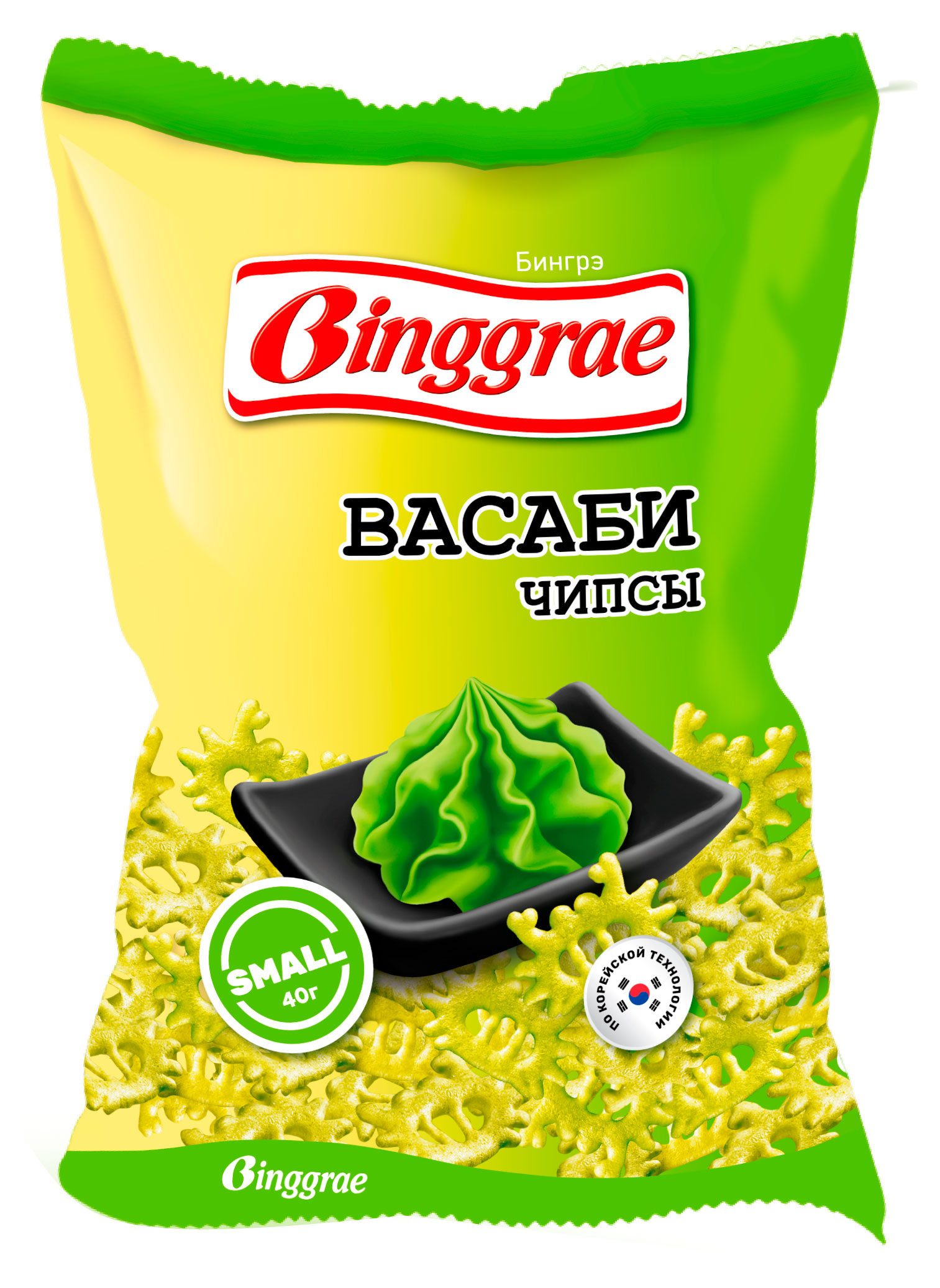 Чипсы Binggrae хрустящие со вкусом васаби, 40 г