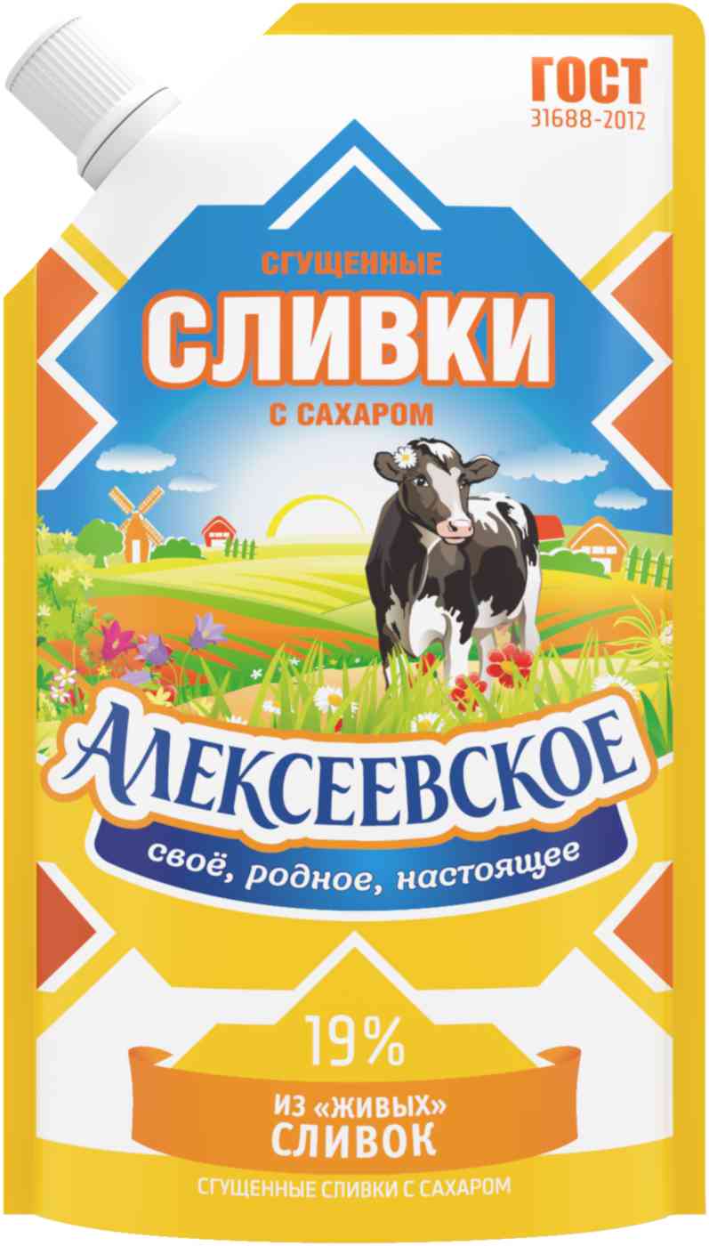 Сливки сгущённые Алексеевские с сахаром 19%